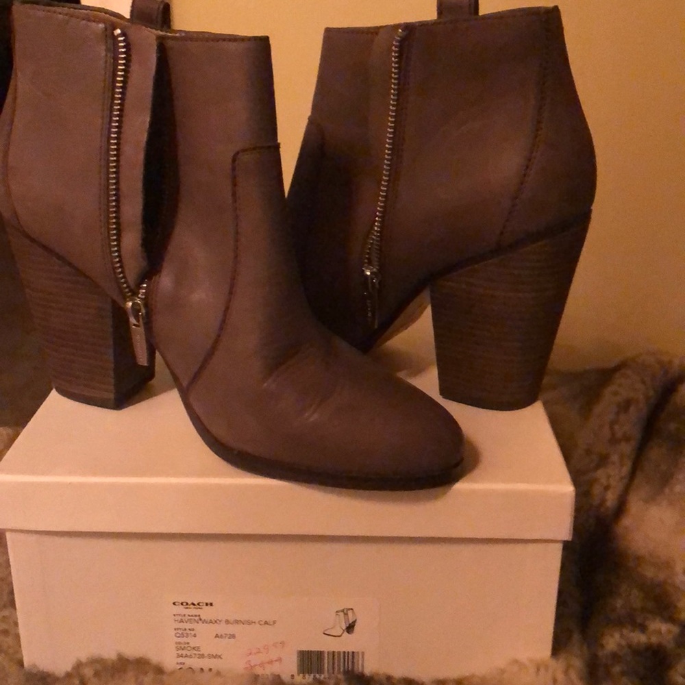 Coach leather smoke booties